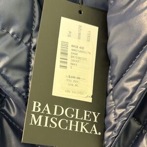 Badgley Mischka Blue Quilted Puffer Jacket